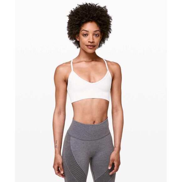 LULULEMON Ebb To Street II White Seamless Ribbed Long Line Sports Bra, Size 6 - Picture 1 of 16